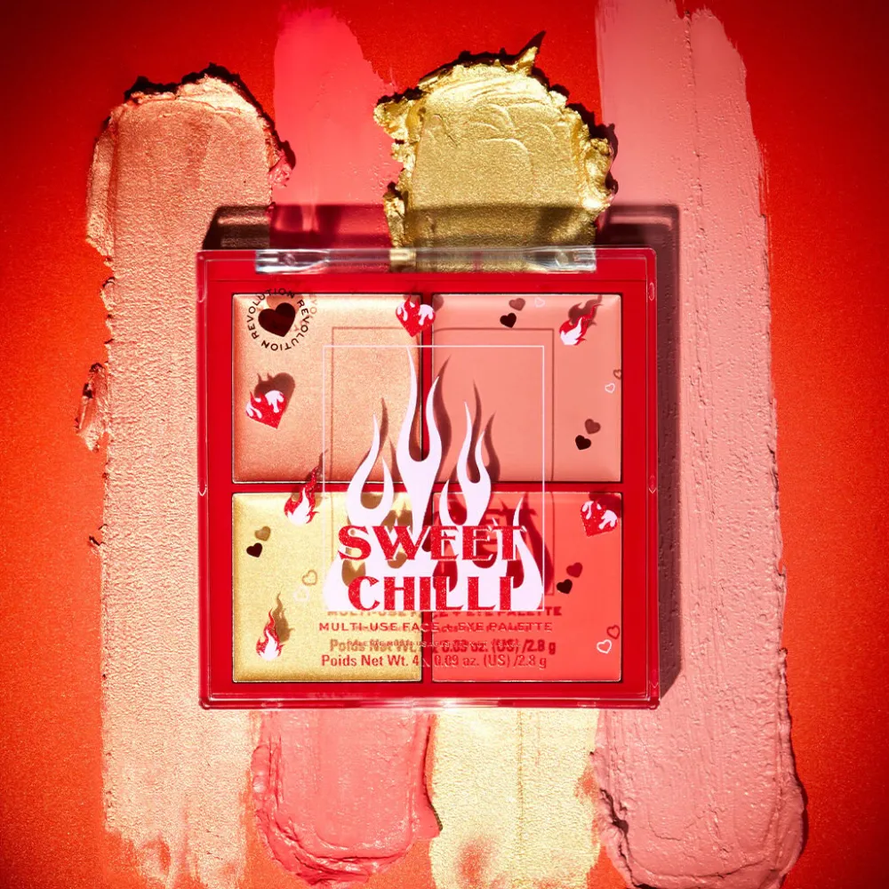 Revolution Beauty I Heart Revolution Sweet Chilli Cream Blush & Highlight Quad^ Face Palette|Highlighter