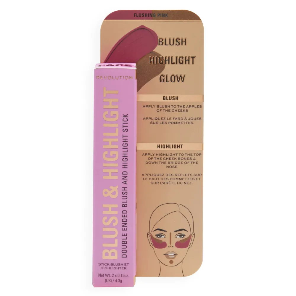 Revolution Beauty Makeup Revolution Blush & Highlight Stick Flushing Pink^ Highlighter|Blush
