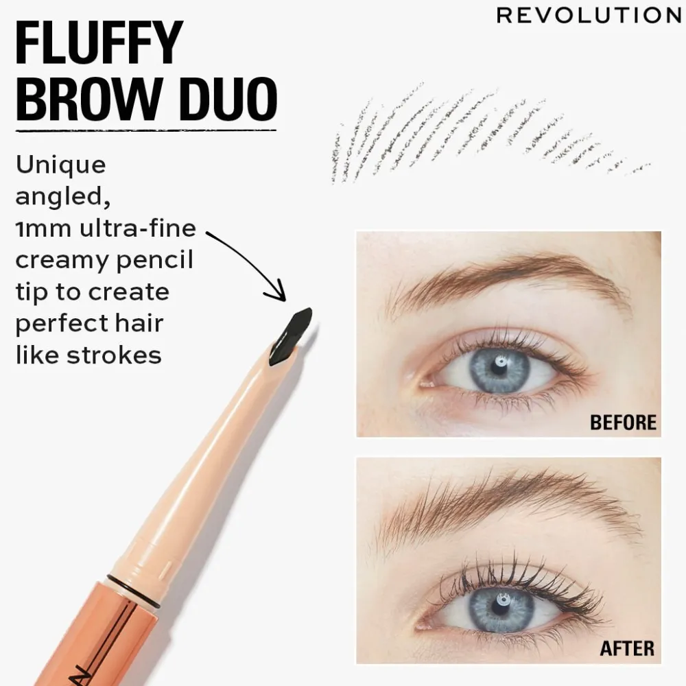 Revolution Beauty Makeup Revolution Fluffy Brow Filter Duo Dark Brown^ Brow Gel|Brow Pencil