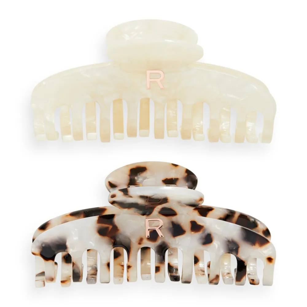 Revolution Beauty Revolution Haircare Acetate Claw Clip Tortoiseshell/ Ivory 2 Pack^ Hair Accessories