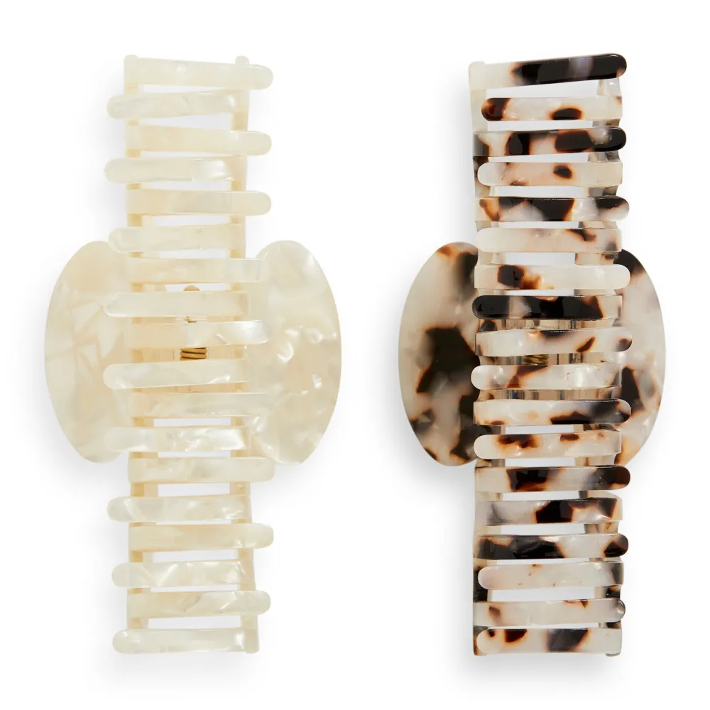 Revolution Beauty Revolution Haircare Acetate Claw Clip Tortoiseshell/ Ivory 2 Pack^ Hair Accessories