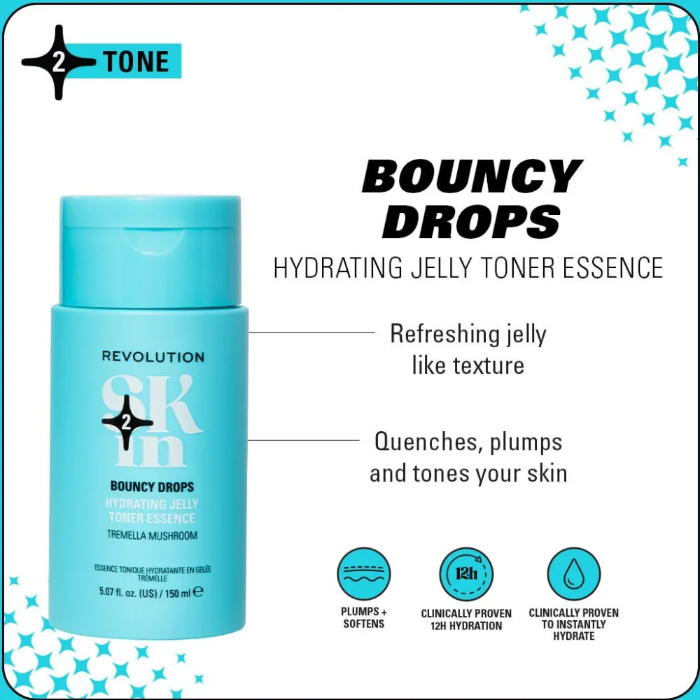 Revolution Beauty Revolution Skin Bouncy Drops Tremella Mushroom Hydrating Jelly Toner 150ml^ Teen Skin|Tremella Mushroom